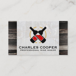 Vin Flaskor   Affärskort av marmor och trä Visitkort
