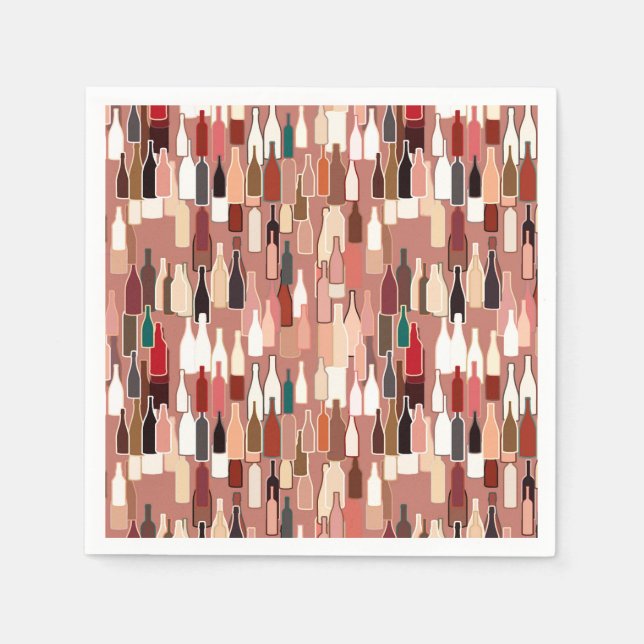 Vin flaskor, färg, terra cotta-bakgrund pappersservett (Framsidan)