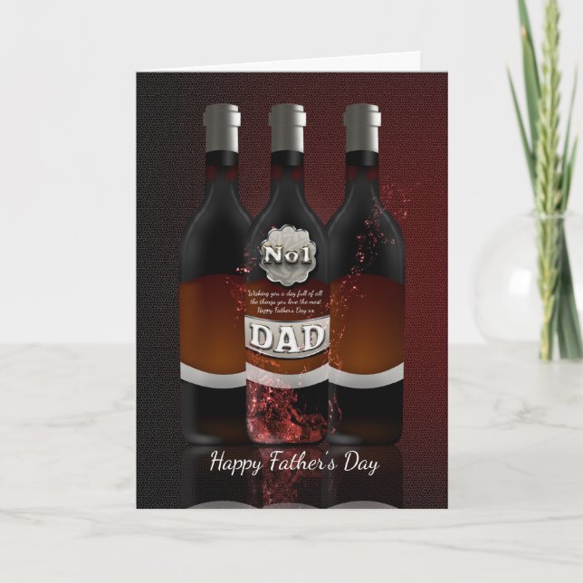 Vin Flaskor Fars dag-hälsningskort nr 1 Pappa Kort (Framsida)