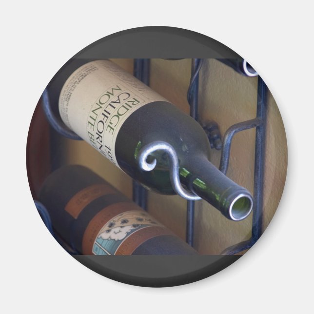 Vin Flaskor i ett rack Magnet (Framsidan)