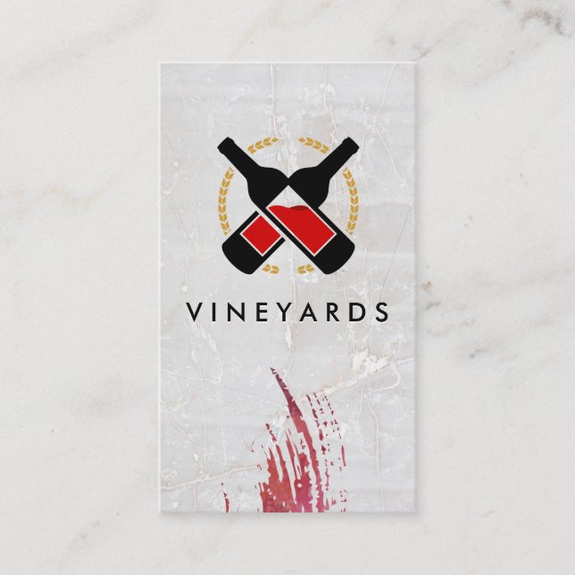 Vin Flaskor Logotyp | Marble Background Business C Visitkort (Framsida)