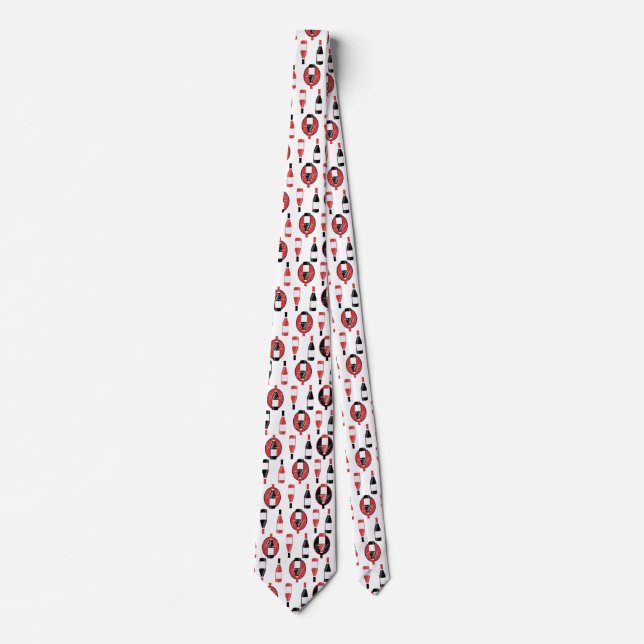 Vin flaskor mönster röd och svart slips (Framsida)