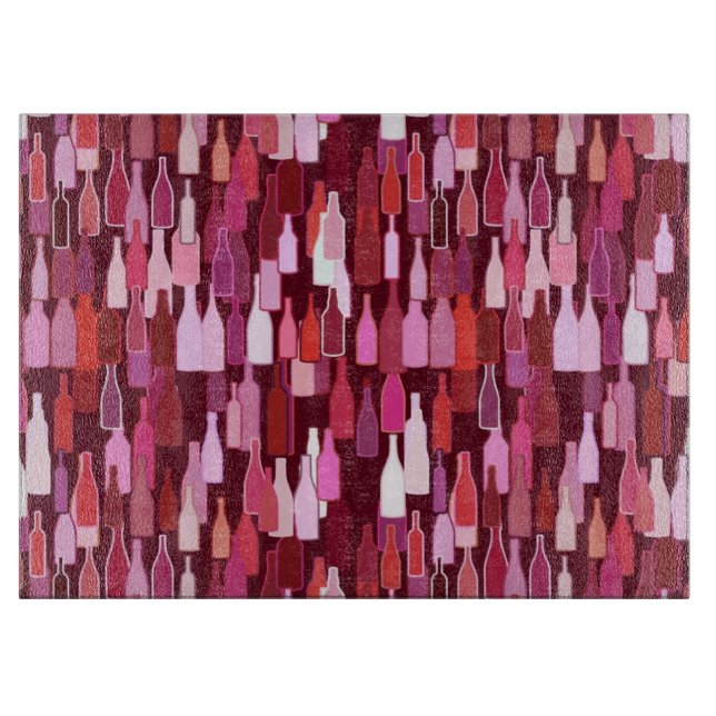 Vin flaskor, plommonskuggor, burgundbakgrund (Framsidan)