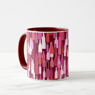 Vin flaskor, plommonskuggor, burgundbakgrund mugg
