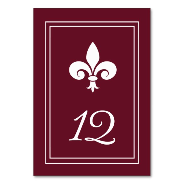 Vin Fleur de Lis Bordsnummer Card (Framsidan)