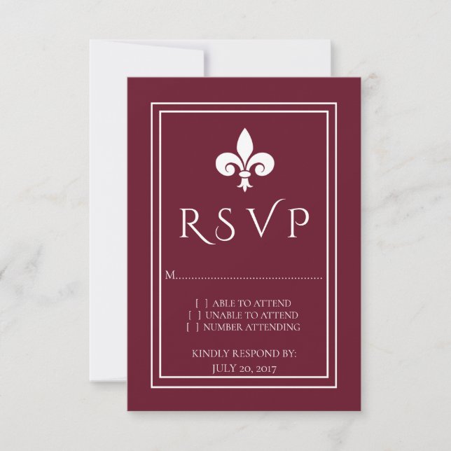 Vin Fleur de Lis Bröllop OSA Card Kort (Framsida)