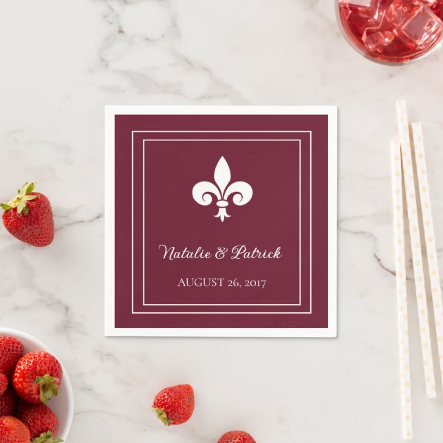 Vin Fleur de Lis Bröllop Pappra Napkins Pappersservett (Insitu)