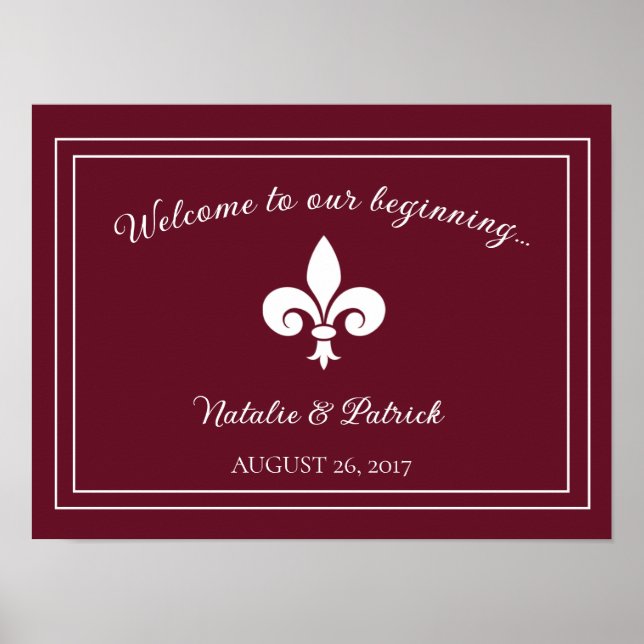 Vin Fleur de Lis Bröllop Poster (Framsidan)