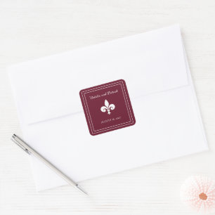Vin Fleur de Lis Wedding Stickers Fyrkantigt Klistermärke