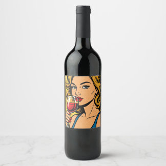 vin flicka vinflaska etikett