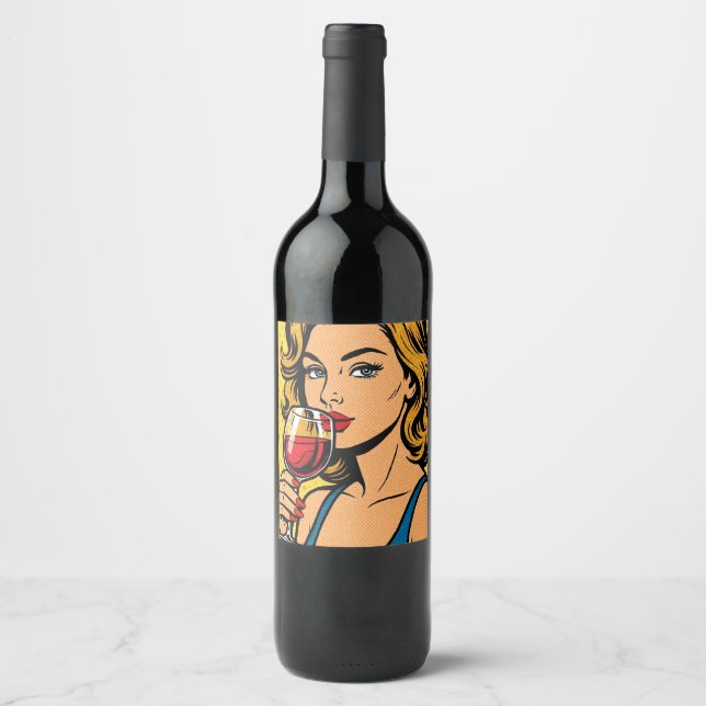 vin flicka vinflaska etikett (Framsida)