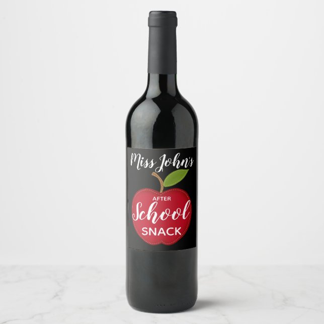 vin för lärare Efter skolans mellanmål Vinflaska Etikett (Framsida)
