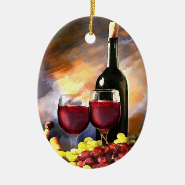 Vin för och After Julgransprydnad Keramik (Framsidan)