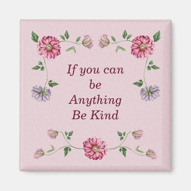 Vin för rosa och Lila Blommigt Magnet (Framsidan)