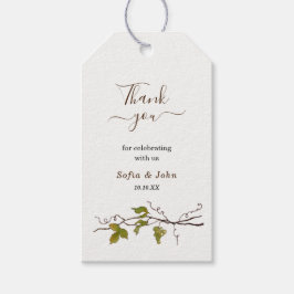 Vin för vattenfärgsgrafik Tack Bröllop Presentetikett