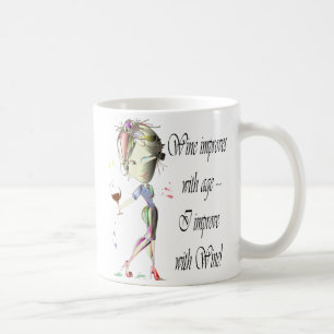 Vin förbättrar med åldern, humoristiska konstg kaffemugg