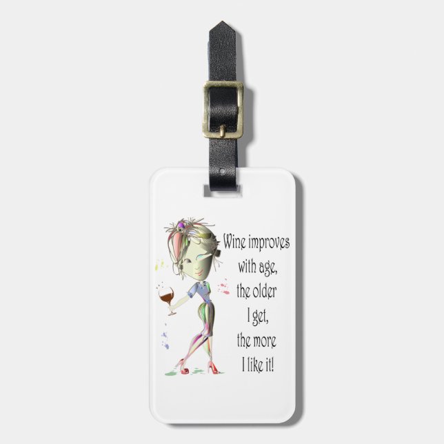 Vin förbättrar med humoristiskt vinordstäv för bagagebricka (Vertikal Framsida)