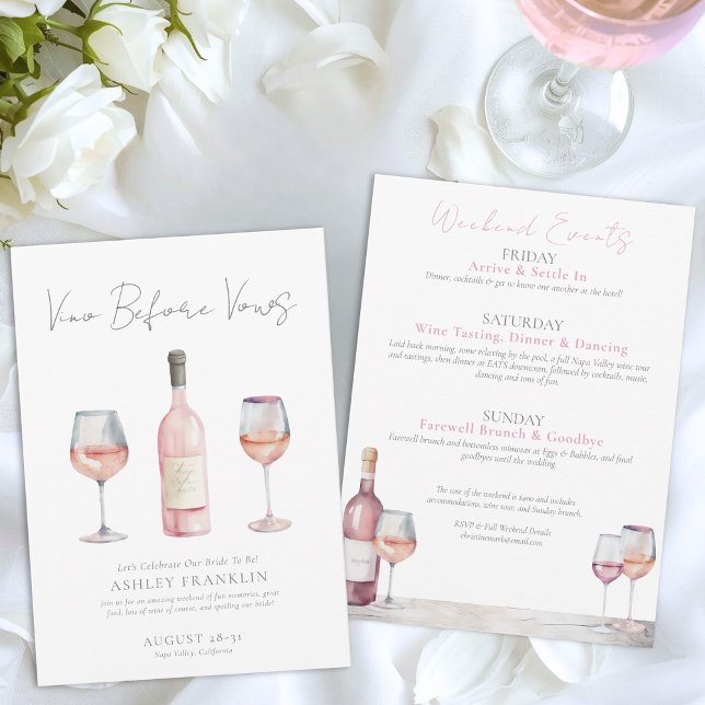 Vin före löften Wine Bachelorette Inbjudningar (Vino Before Vows Wine Bachelorette Invitation)