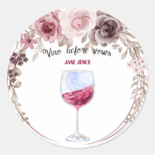 Vin före vigseln vinröd och rosa bröllopsdusch runt klistermärke