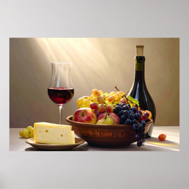 Vin, frukt och ost poster (Framsidan)