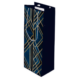 Vin Gift Bag - Art Deco Blue & Guld speglad