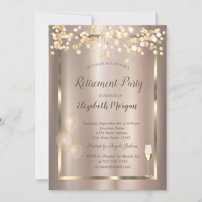 Vin-glas,ballonger,punkter Pension Inbjudningar (Framsida)