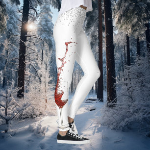 Vin Glas Diamant Konfetti Firande Bröllop Leggings