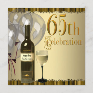 Vin Glas Flaska Guld 65-årsfirande Inbjudningar