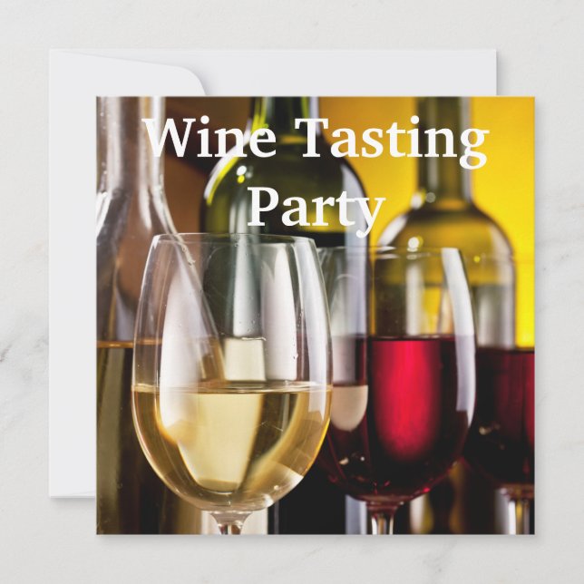 Vin Glas Flaskor Vinprovningsfest Inbjudningar (Framsida)