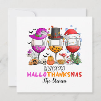 Vin Glas Glad Hallowtacksmass T-Shirt Inbjudningar