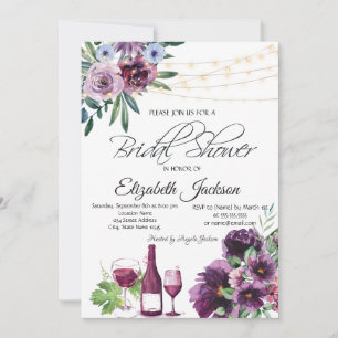Vin Glas Ljusstakar Violetta Blommor Bröllopsfest Inbjudningar