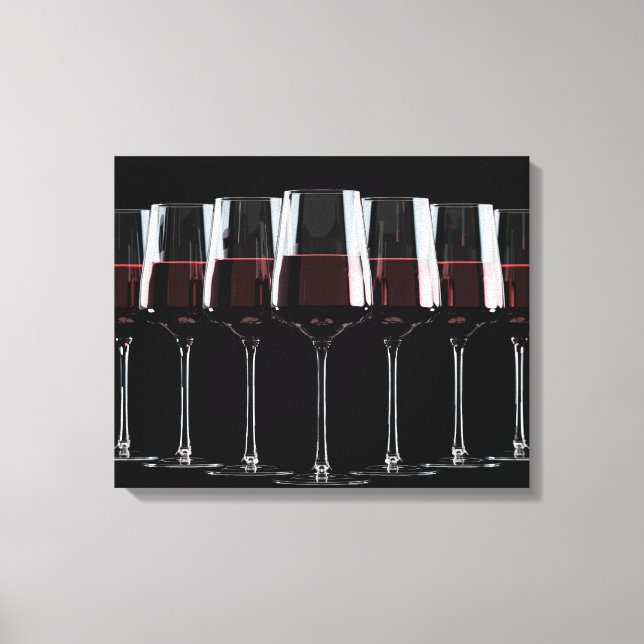 Vin glas med rött vin invändigt i rad canvastryck (Framsida)