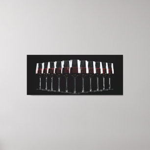 Vin glas med rött vin invändigt i rad canvastryck