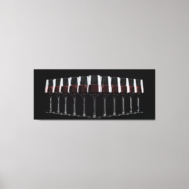 Vin glas med rött vin invändigt i rad canvastryck (Framsida)