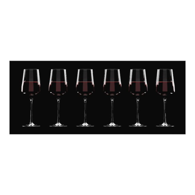 Vin-glas med rött vin på svart fototryck (Framsidan)