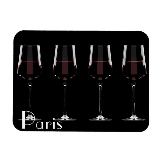 Vin-glas med rött vin på svart magnet (Horisontell)