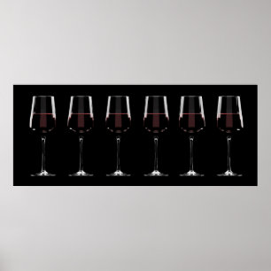 Vin-glas med rött vin på svart poster