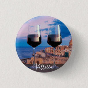 Vin-glas med tanke på solnedgången över Valletta Knapp