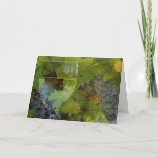 Vin Glas och druvor Cheers Grattis på födelsedagen Kort (Framsida)