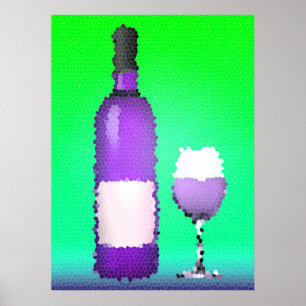 vin glas och flaska: nedfläckad glas poster