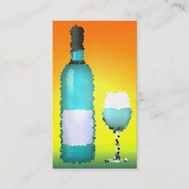 vin glas och flaska: nedfläckad glas visitkort (Framsida)