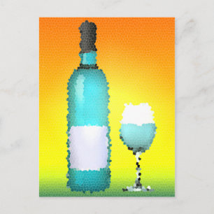 vin glas och flaska: nedfläckad glas vykort