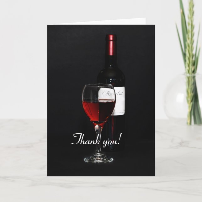 Vin glas och flaska - tack (Framsida)