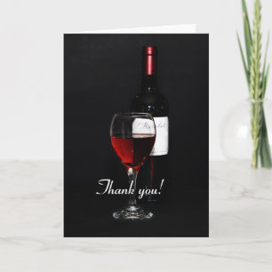 Vin glas och flaska - tack kort