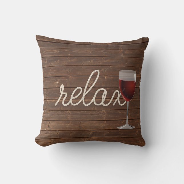 vin glas på teakträ kudde (Framsida)