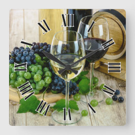 Vin Glas 🍷 romerska siffror Fyrkantig Klocka