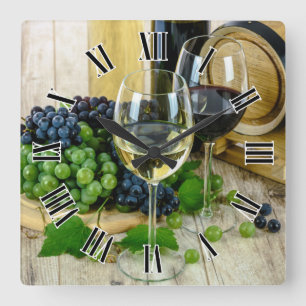 Vin Glas 🍷 romerska siffror Fyrkantig Klocka