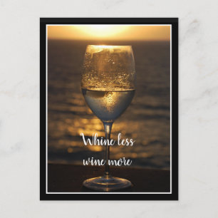 Vin-glas vid solnedgång vykort