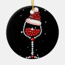 Vin Glaset Santa Hat jul Vin Älskare i julklappar Julgransprydnad Keramik