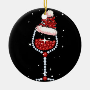 Vin Glaset Santa Hat jul Vin Älskare i julklappar Julgransprydnad Keramik